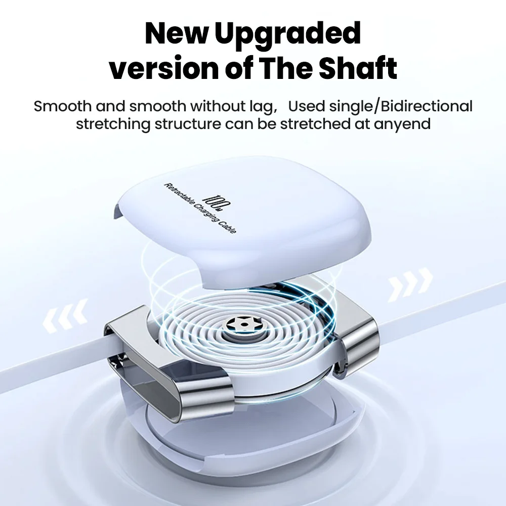 100W Retractable Type C To Type C Cable PD Fast Charging Phone Cable For Iphone 15 16 Samsung Notebook USB C Data Cable Wire