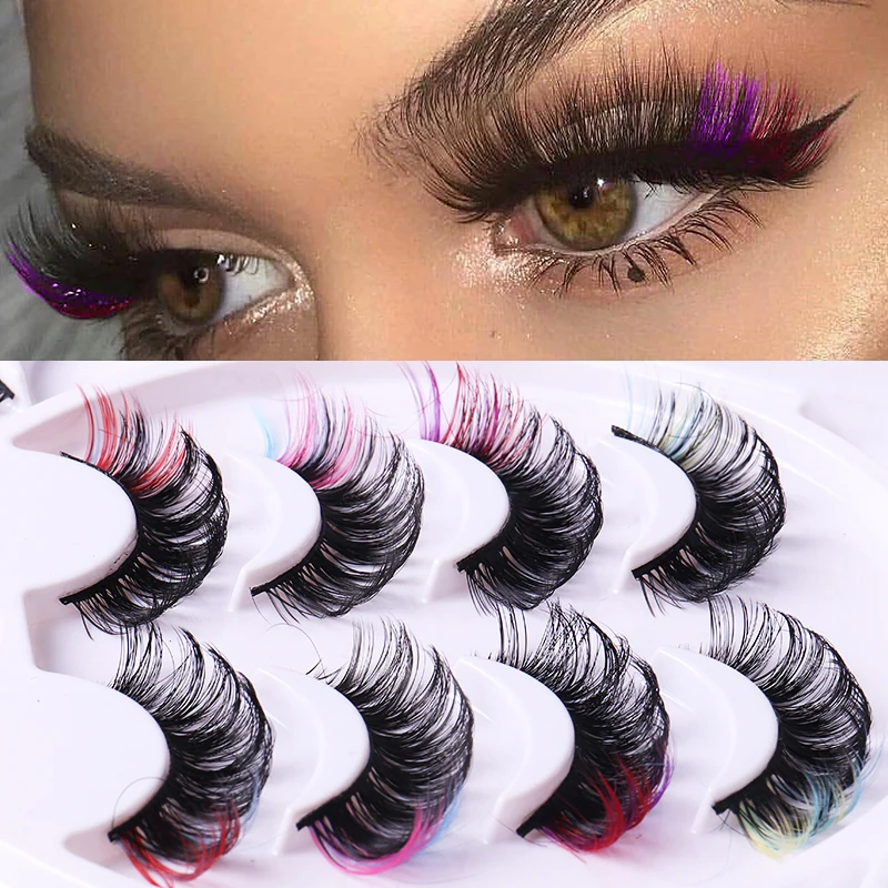 7 Pairs/Tray Russian LD curl Two kind of color Natural dense stage magnify charming full strip eyelashes with customized