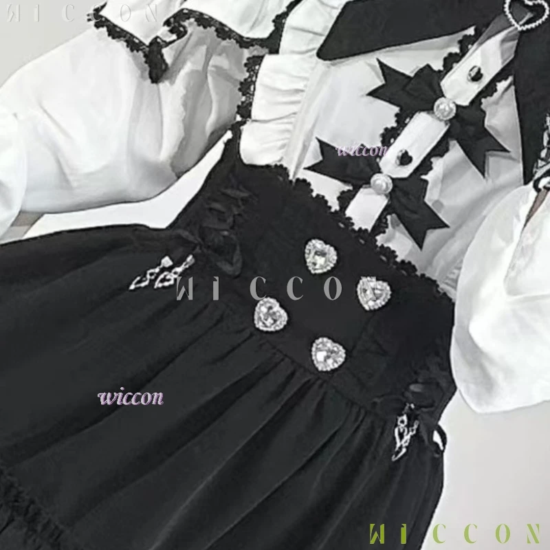 

Jirai kei Women's Two-Piece Set Autumn White Long Sleeve Shirt High Waist Slim Fit Short carnival fantasy disguise