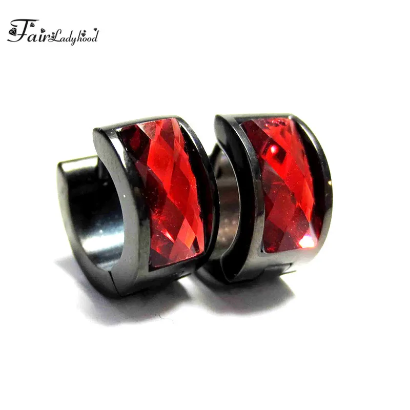 FairLadyHood 7x9 mm 12 Colors Stainless Steel Hoop Earrings For Women