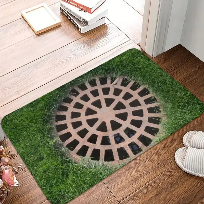 1PCFunny 3D Traps Door Floor Kitchen Bathroom Mat Anti-Slip Indoor Manhole Cover Doormat Carpet Garden Living Room Entrance Rug