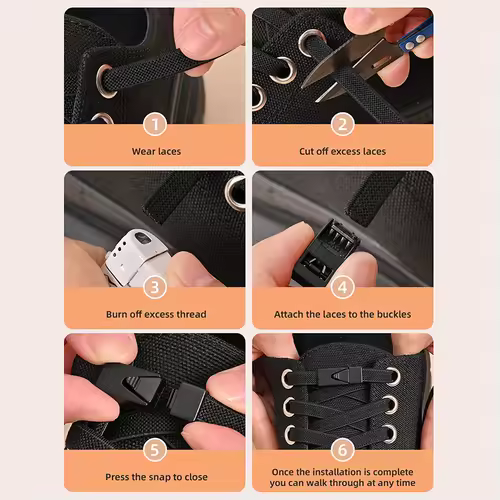 1 Pair No Tie Shoe Laces Press Lock Shoelaces Without Ties Elastic Laces Sneaker Kids Adult Widened Flat Shoelace for Shoes - Image 4