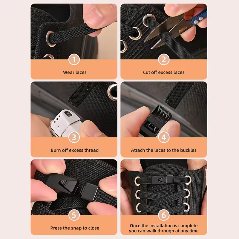 1 Pair No Tie Shoe Laces Press Lock Shoelaces Without Ties Elastic Laces Sneaker Kids Adult Widened Flat Shoelace for Shoes - Image 4