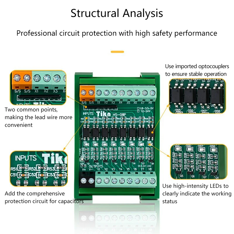Single-chip microcomputer industrial control computer PLC isolation conversion module board, PNP to NPN conversion