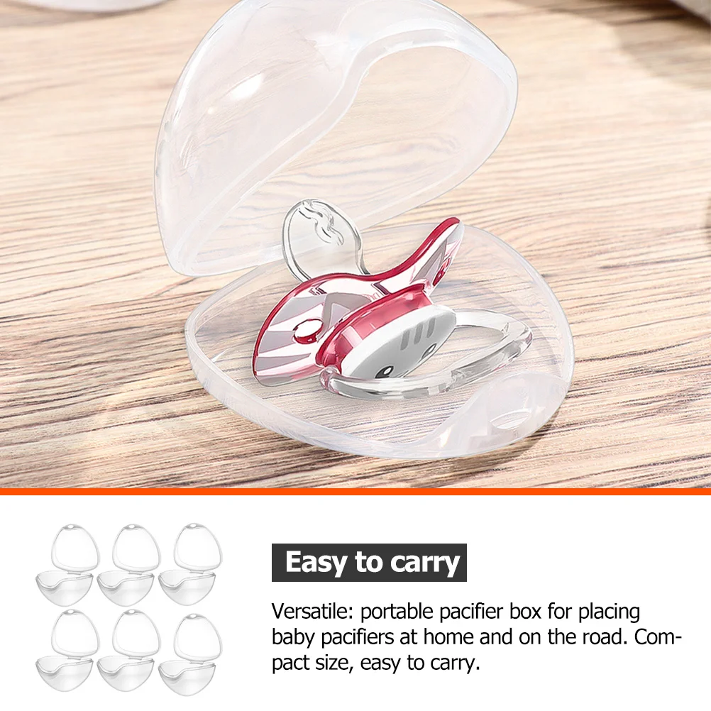 

6Pcs Pacifier Protective Box Portable Compact Storage Case Baby Pacifier Holder Dustproof Cover for Travel Use