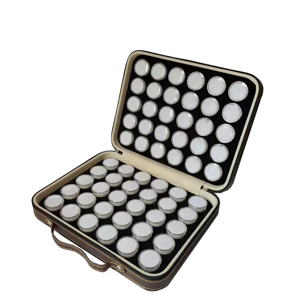 Round Gemstone Jewelry Storage Box Loose Diamond Organizer Travel PU Case Transparent Charms Gem Piercing Jewellery Display Box