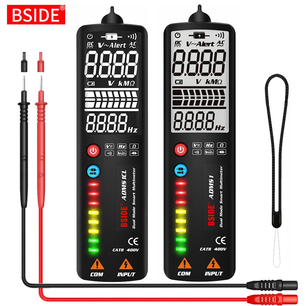 BSIDE Voltage Detector Multimeter LCD Non-contact Circuit Volt Tester Pen Voltmeter NCV Socket Live Wire Check Hz Ohm Continuity