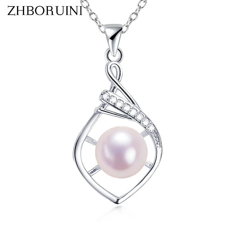 ZHBORUIN Fine Pearl Pendant 925 Silver And 18K Gold Plating Jewelry Real Natural Pearl Elegant Clavicle Chain Choker  Necklace