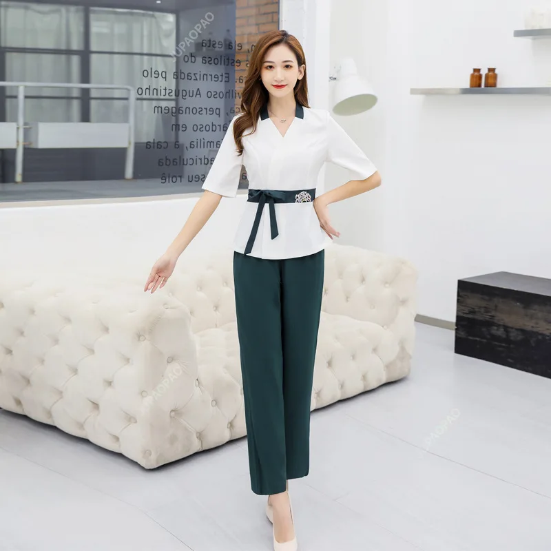 2024 Esthetic Uniform Thai Massage Beauty Salon Suit Women's Spa Beautician Clothing Hotel Massage Women Workwear S-3XL Size