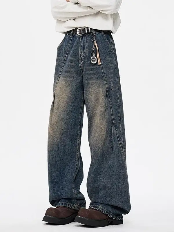 

Ретро-джинсы в американском стиле, свободные широкие брюки унисекс, длиной в пол, модные длинные брюки, повседневные прямые брюки