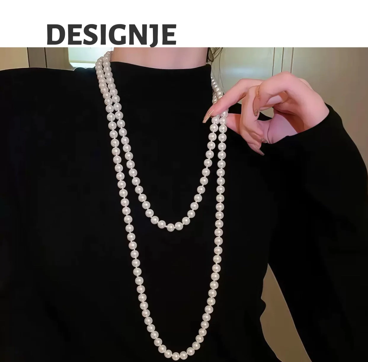 

[Elegant] Hot-selling Shi family pearl necklace, fashionable long-sleeve sweater chain, women's luxury, elegant, exquisite