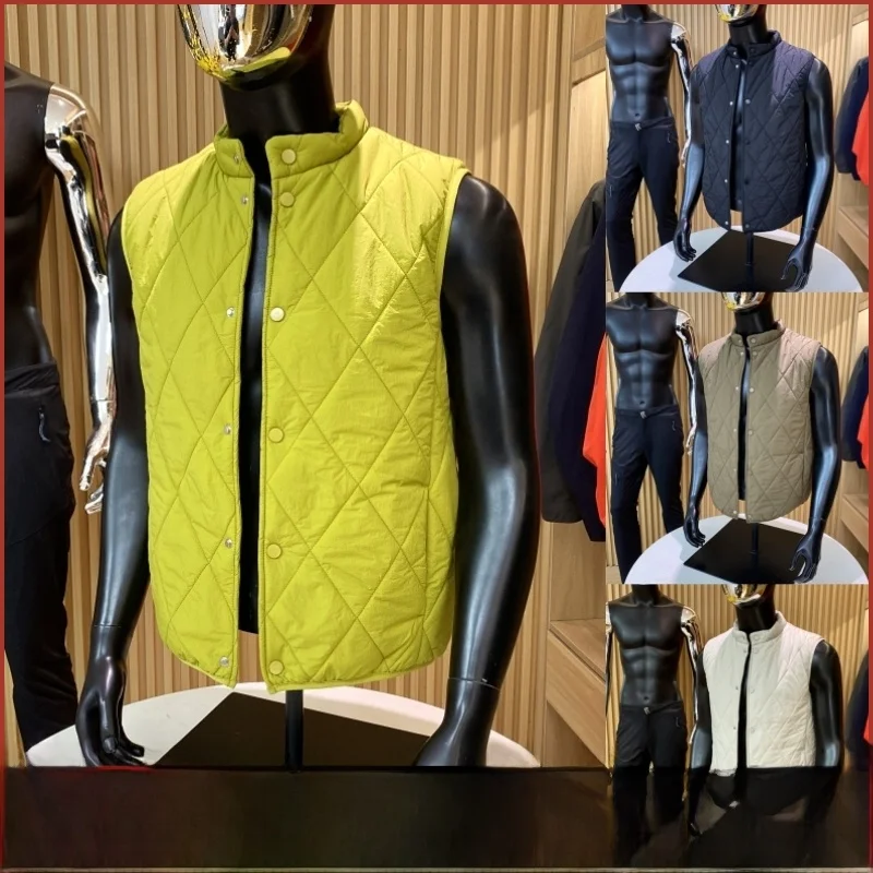 

Retro Japanese Sle Heated Lightweight Pleated Windproof Breathable Autumn Winter ex Stand Collar Quilted Vest Tank Top