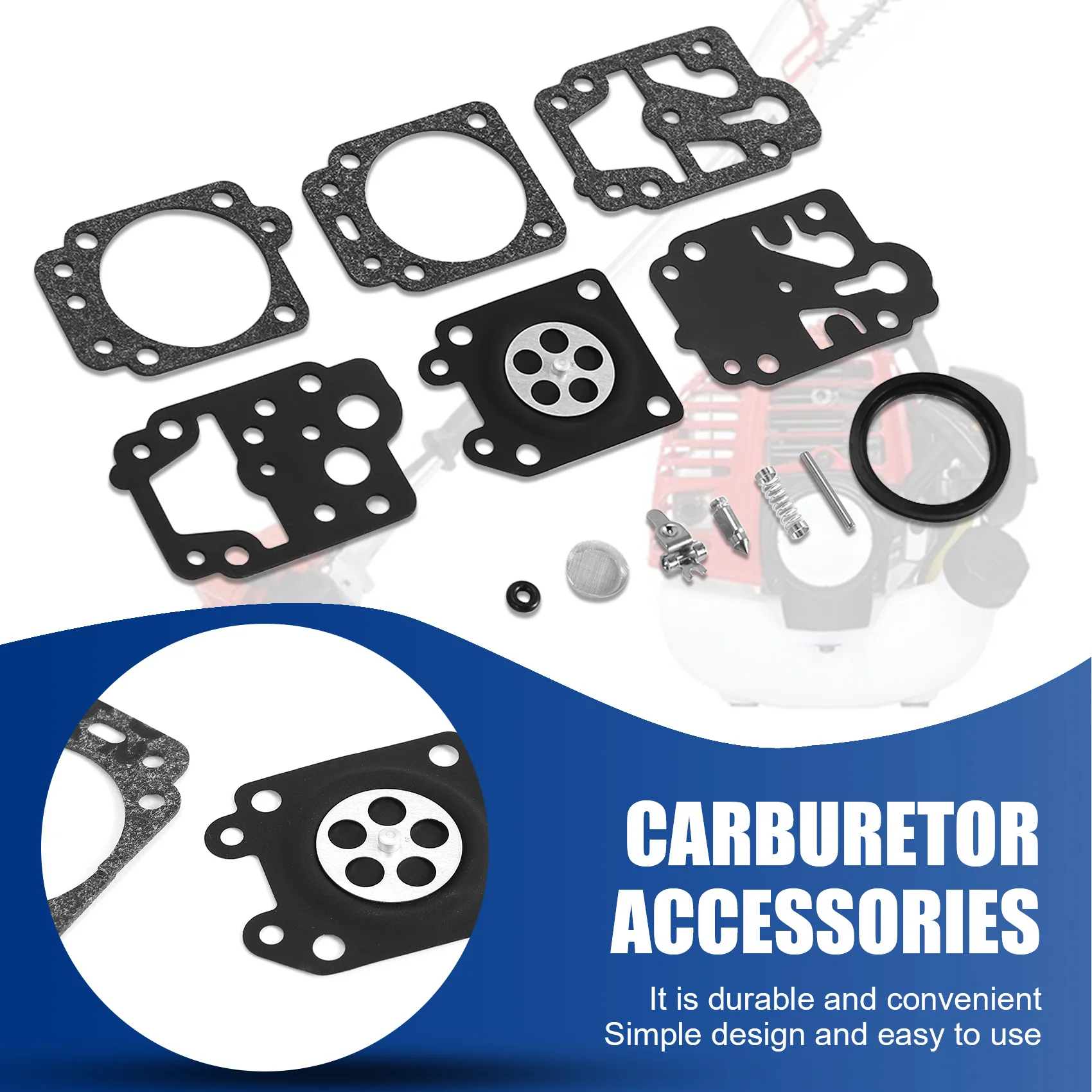 10Pcs Carburetor Repair Rebuild Gasket Needle Kit for Walbro K20-WYJ Echo Husqvarna Toro Ryobi Honda Homelite Trimmer