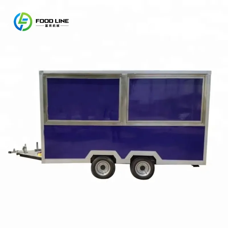 Group Fully Kitchen Equipment Mobile Food Truck Used  Concession Trailer with Service Window Range Hood