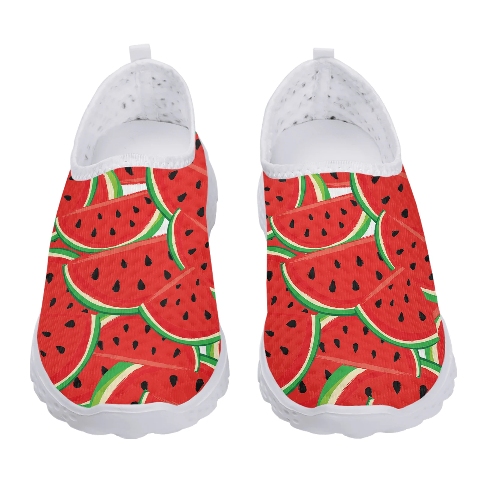 Zapatos de malla con patrón de sandía, mocasines cómodos con estampado de frutas, zapatillas transpirables para exteriores, zapatos informales de verano, novedad