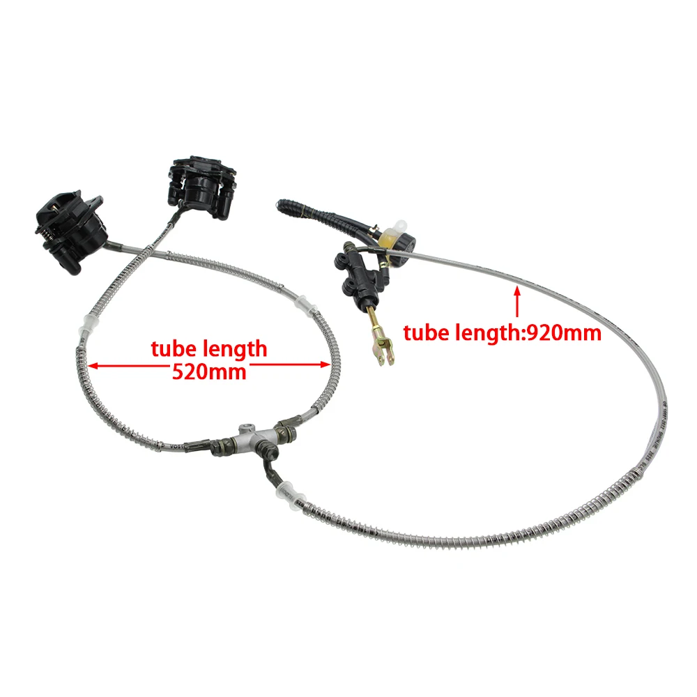 Hydraulic 1-to-2 Rear Brake Pump Disc Brake Caliper Assembly 125-250CC for ATV Four-Wheel Go Kart Beach Bike