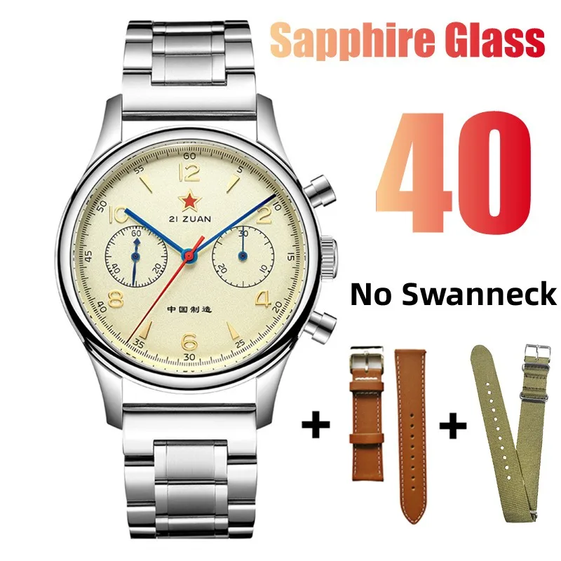 SEAKOSS 1963 Chronograph 40mm 38mm Sapphire Original Seagull ST1901 Movement With Gooseneck Pilot Men's Mechanical Watch image 3