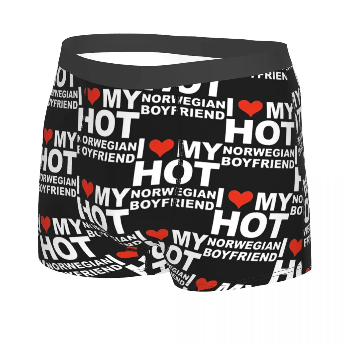 I Love My Hot Norwegian Boyfriend Man's Boxer Briefs Valentine's Day Gift Highly Breathable Underwear Top Quality Print Shorts