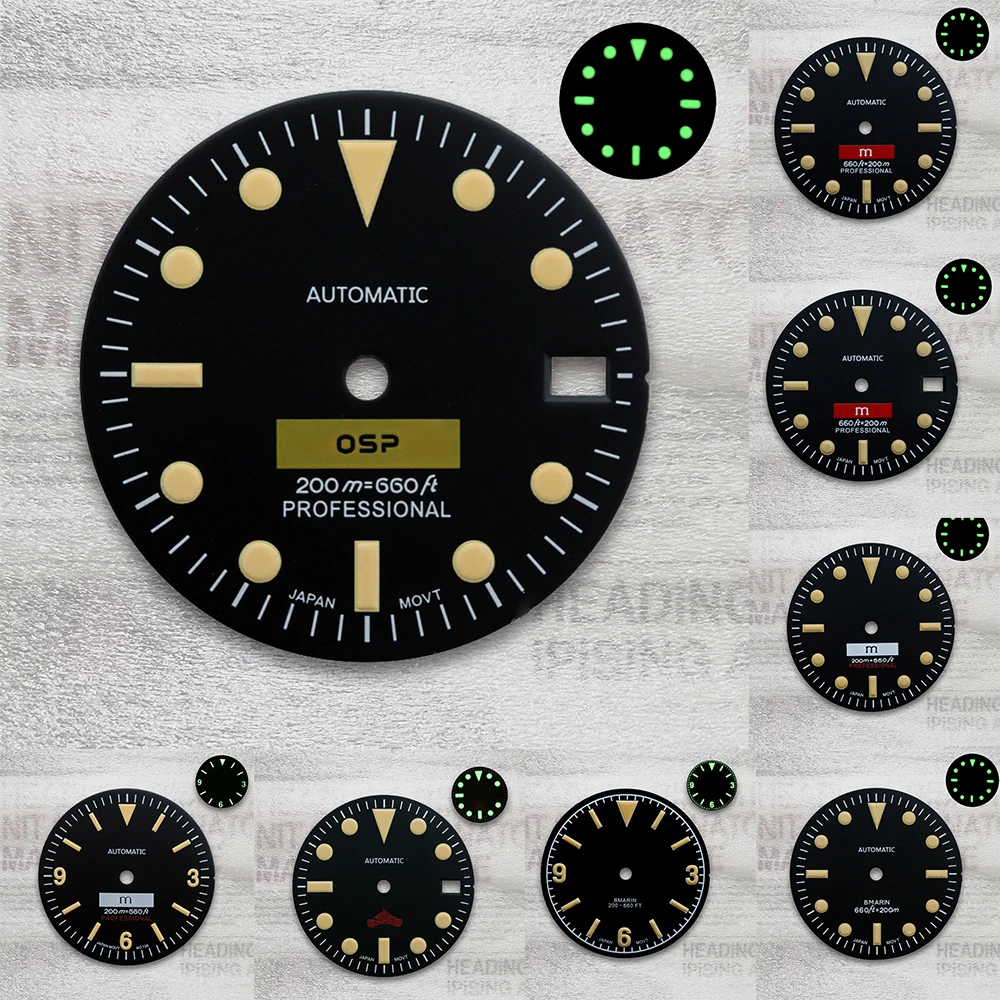 

28.5mm S Logo Retro Matte Dial Suitable For NH35/NH36/4R/7S Movement Green Luminous High Quality Watch Modification Accessories