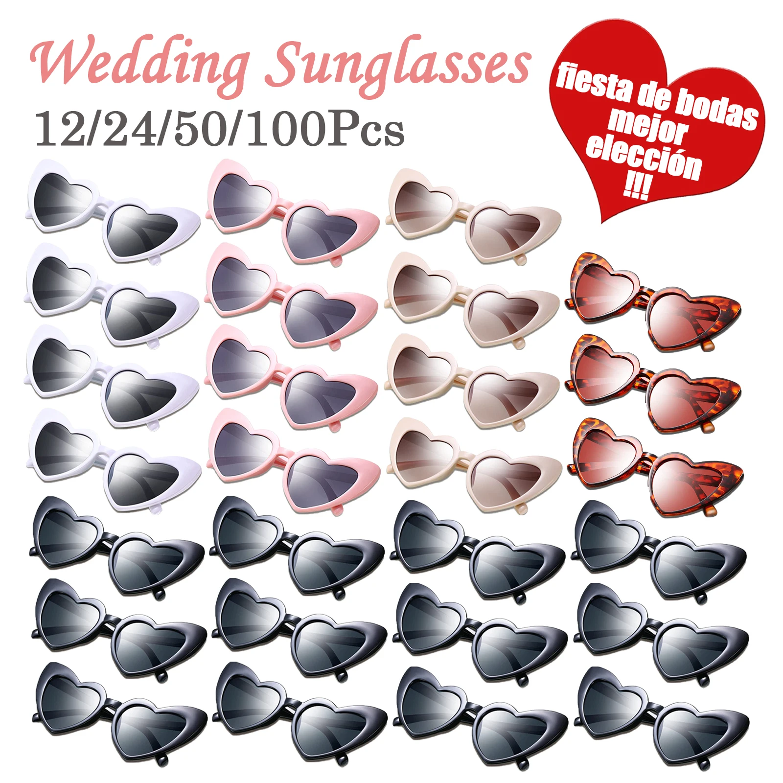 100-12PCS Ślubne okulary przeciwsłoneczne w kształcie serca Wspomnienia dla gości weselnych Pamiątki ślubne Okulary przeciwsłoneczne Ślub Impreza Wieczór panieński