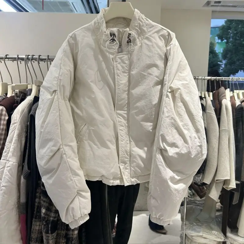 

Korean Style Retro Drawstring Loose Cotton Coat for Women, 2025 Autumn and Winter New Fashion Fresh Cotton Coat