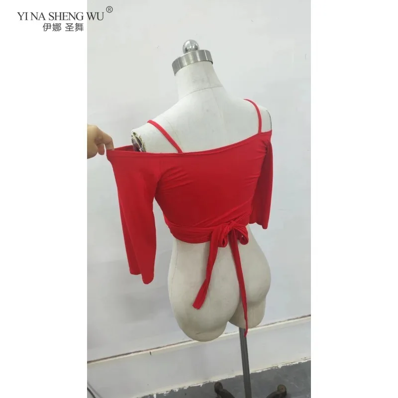 Traje de danza del vientre Oriental para mujer, Top Modal con cordones, ropa de práctica, uniforme de clase de baile ajustado para bailarines femeninas