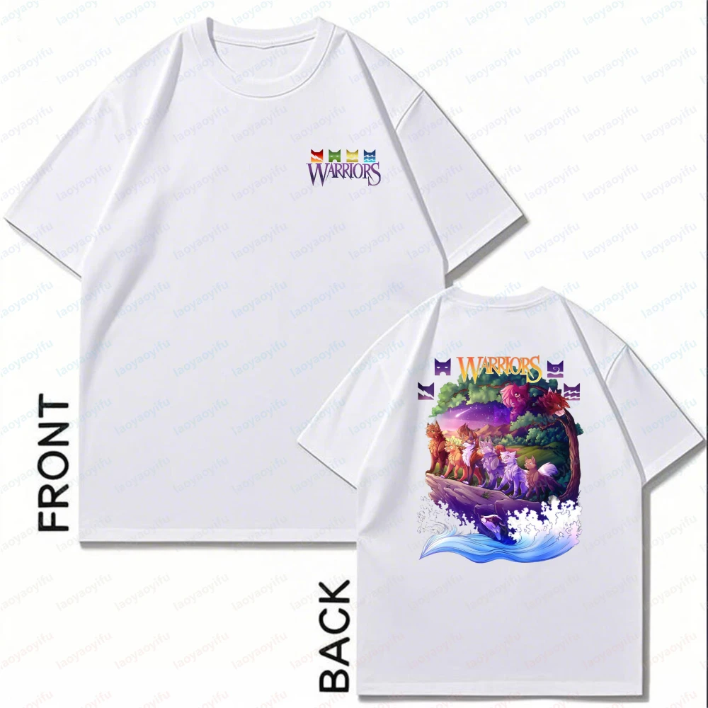 

Футболка с принтом аниме-персонажей и рисунком кошек в стиле «Воины», хлопковая футболка унисекс, повседневная футболка с короткими рукавами, модный топ для мужчин и женщин