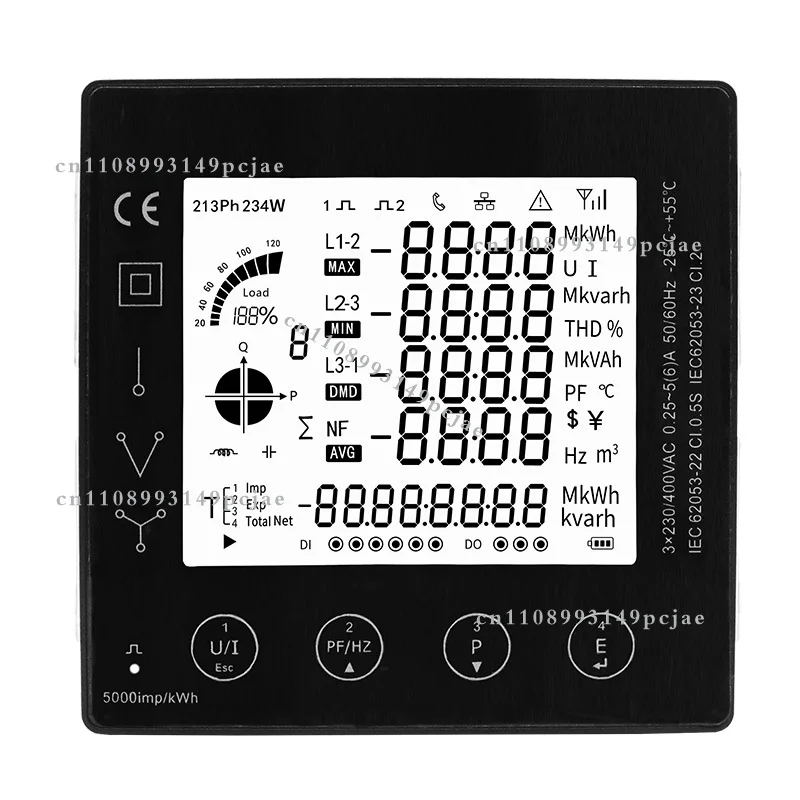 Multi-function Power Panel 3 Phase Energy Meter Smart Multi-Rate 96*96mm RS485 Modbus RTU With Current Transformer 5A CT Connect