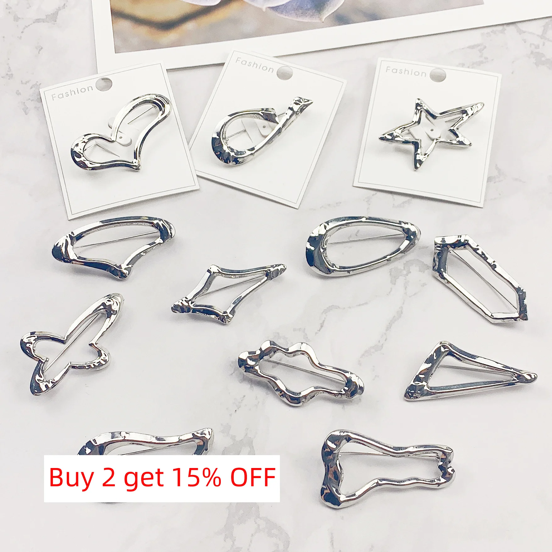 Metal Geometric Brooch Simple Collar Buckles Anti Exposure Multifunction Brooches Pin Accessories For Adult Clothing Ornament