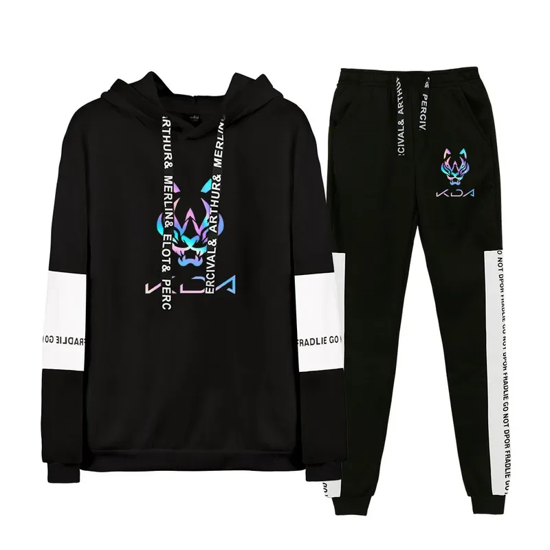 

Горячая игра Kda The Baddest, новая песня, Harajuku, комплект из двух предметов, зимняя толстовка высокого качества + свободные брюки