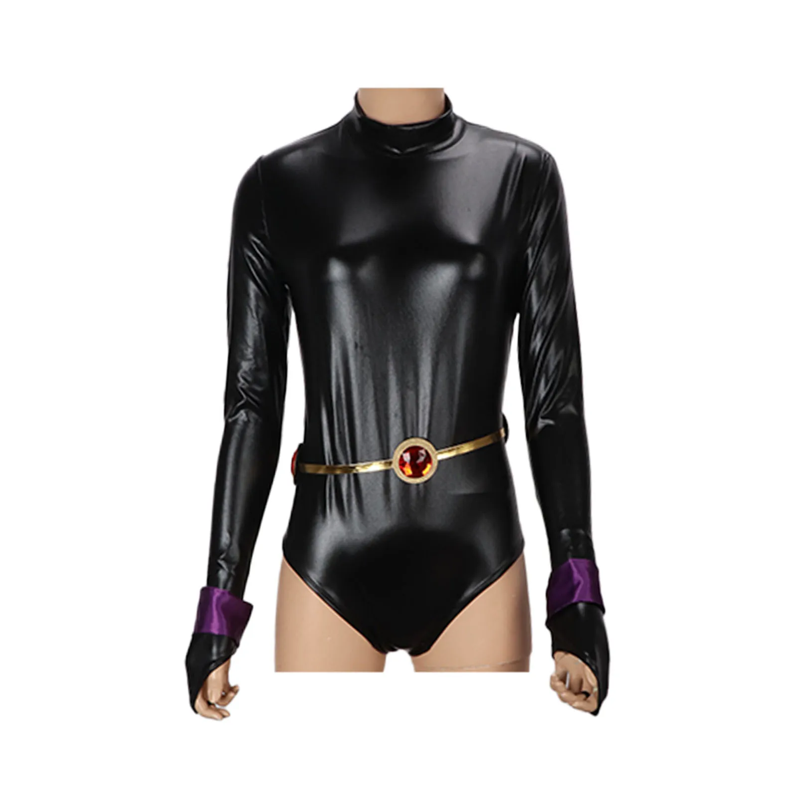 زي رافين التنكري، بدلة قفز نسائية بحزام مع عباءة أرجوانية بغطاء للرأس لزي الهالوين