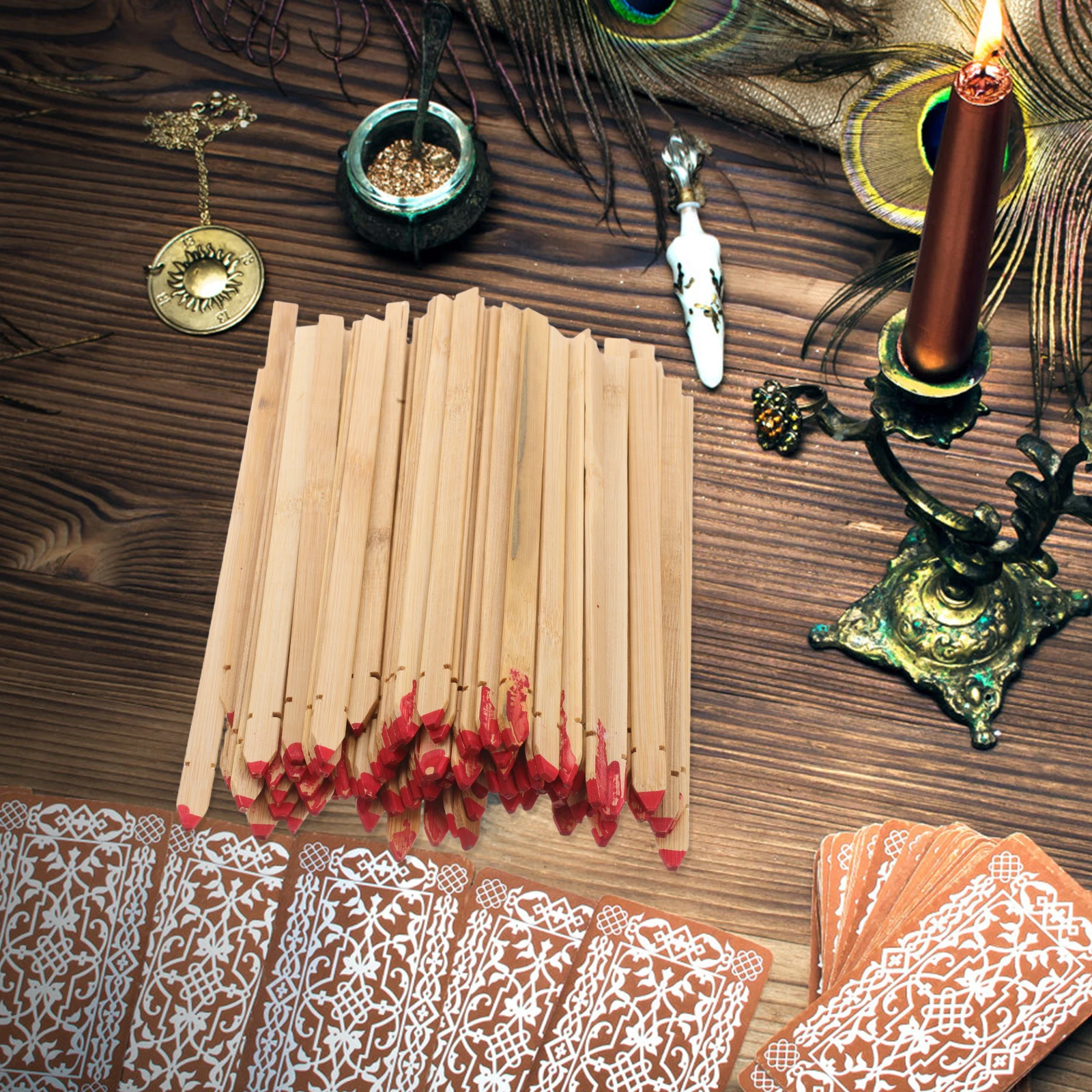 

100 Pcs Divination Bamboo Stick Blank Fortune Sticks Chinese Draw Bucket Supply Telling