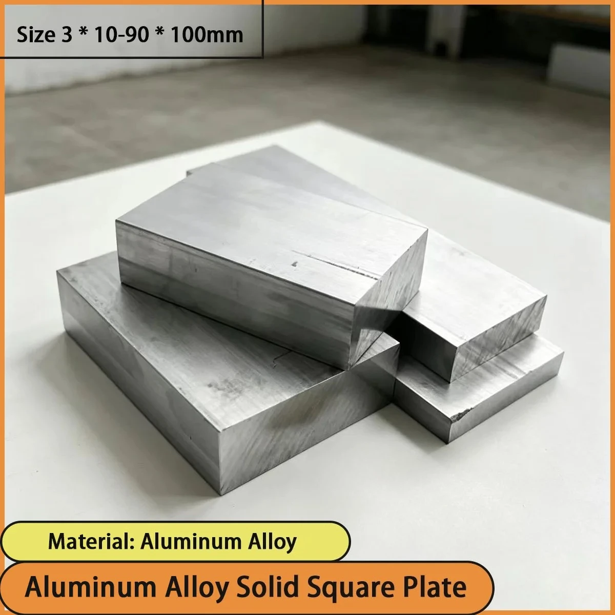 

Size 3 * 10-90 * 100mm aluminum alloy solid square plate suitable for industrial equipment, hardware accessories, etc