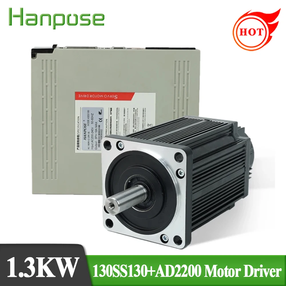 130SS130-5025 5N.m 5.0A AC200-220V ASD2200 Servo Drive + 3M Cable CNC Medical Instruments Equipment AC Servo Motor Kit 1.3KW