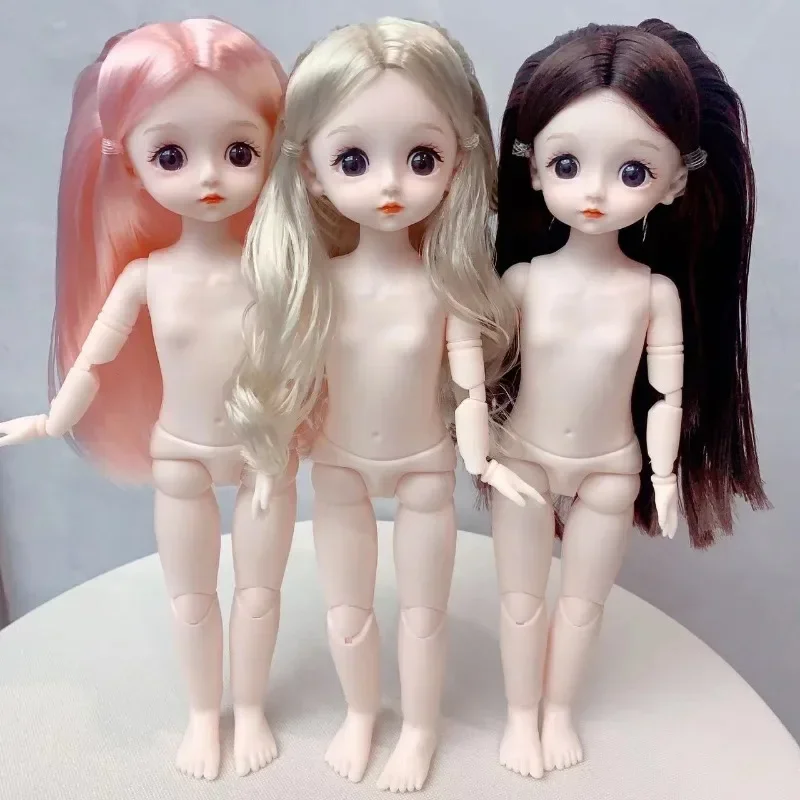 1/6 BJD Hinge Doll 3D Simulation Eyes 26 Movable Joint Nude White Skin Girl DIY Dress Up Toy Accessories