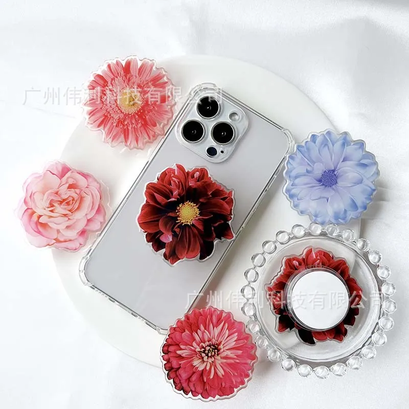 

Creative Simulation Big flower Plant Phone Holder Popular Socket Folding Grip Gel Acrylic simulation stand For iPhone 16ProMAX