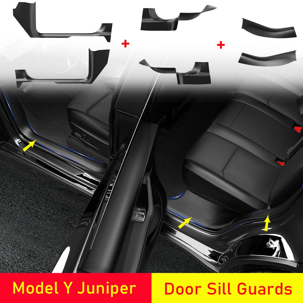 

For Tesla Model Y Juniper Front Rear Door Sill Protector Threshold Strip Kick Pad Model 3 2026 2025 Sill Guards Mats Accessories
