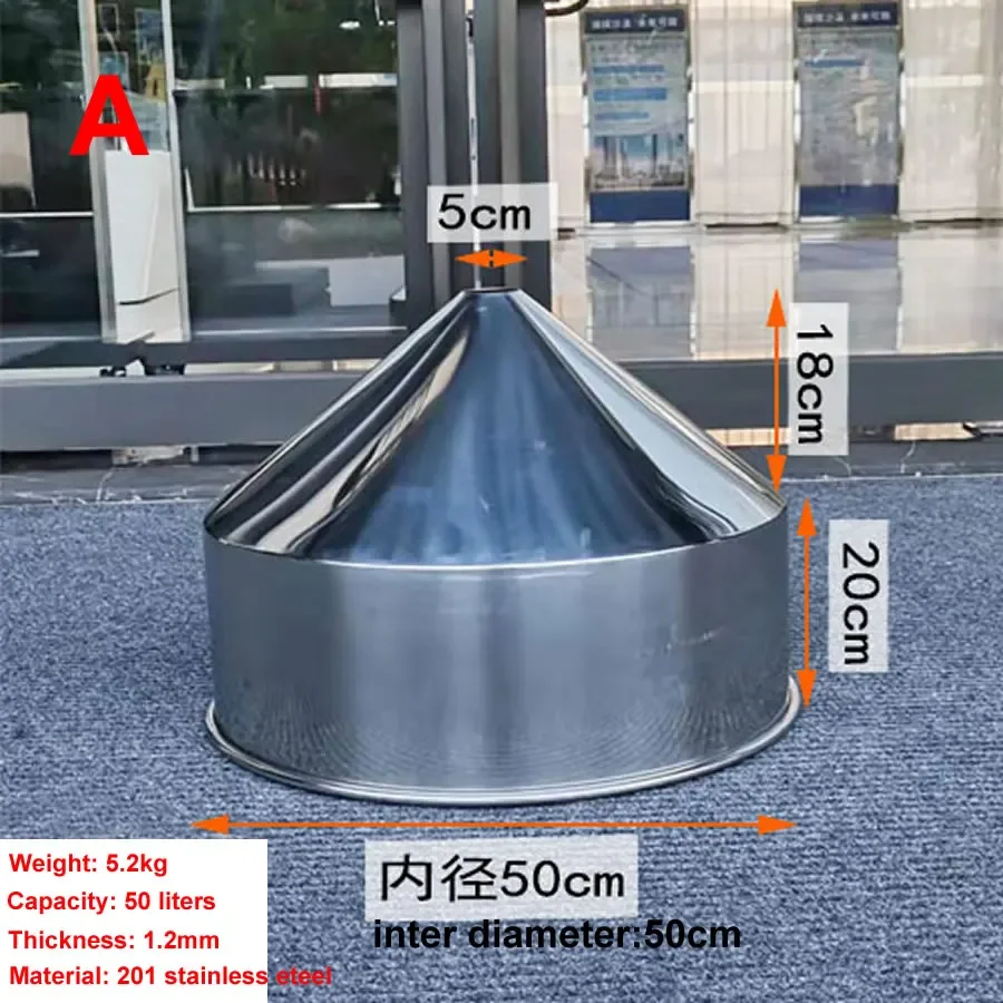 Oversized 50cm Diameter Funnel Thickened Stainless Steel Funnel Cylinder Filling Food Machinery Hopper  Capacity: 50 Litres