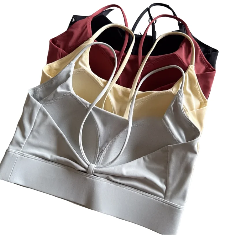 

KUCLUT Sexy Spaghetti Strap Yoga Camisole, V-Back Sports Bra with Built-in Cup, Shockproof Pure & Sexy Style for Gym, Running