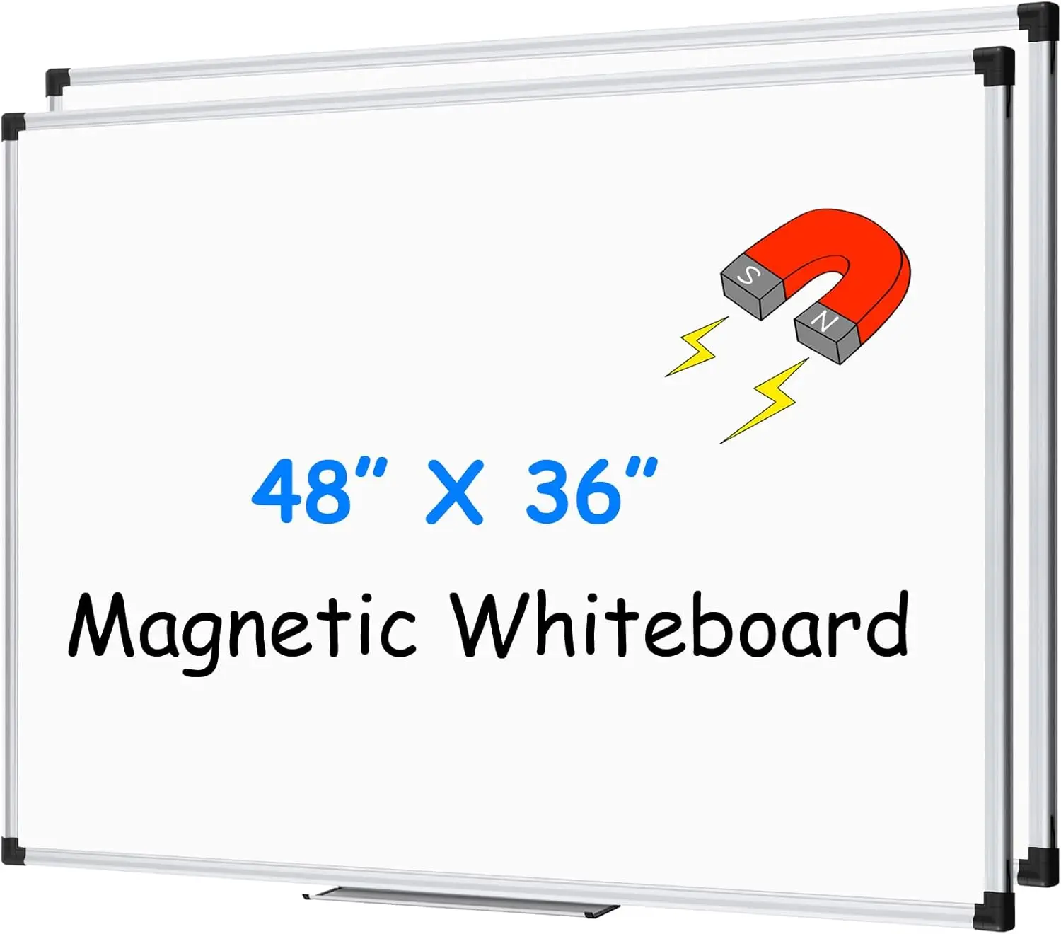 

Magnetic Dry Erase Board 48x36 Inch, Hanging White Board with Silver Aluminum Frame for Home Office Classroom, Pack of 2