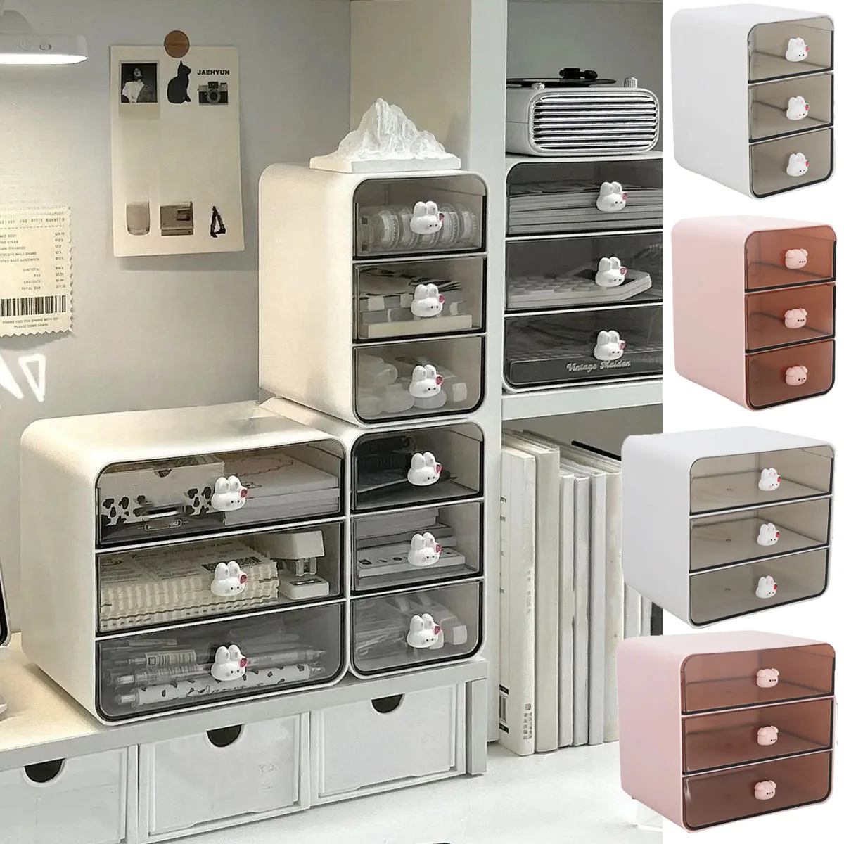 

Cute Desktop Drawer Box Desk Pen Holder Accessories Storage Shelf Cosmetic Stationery Storage Box Home School Office Organizer