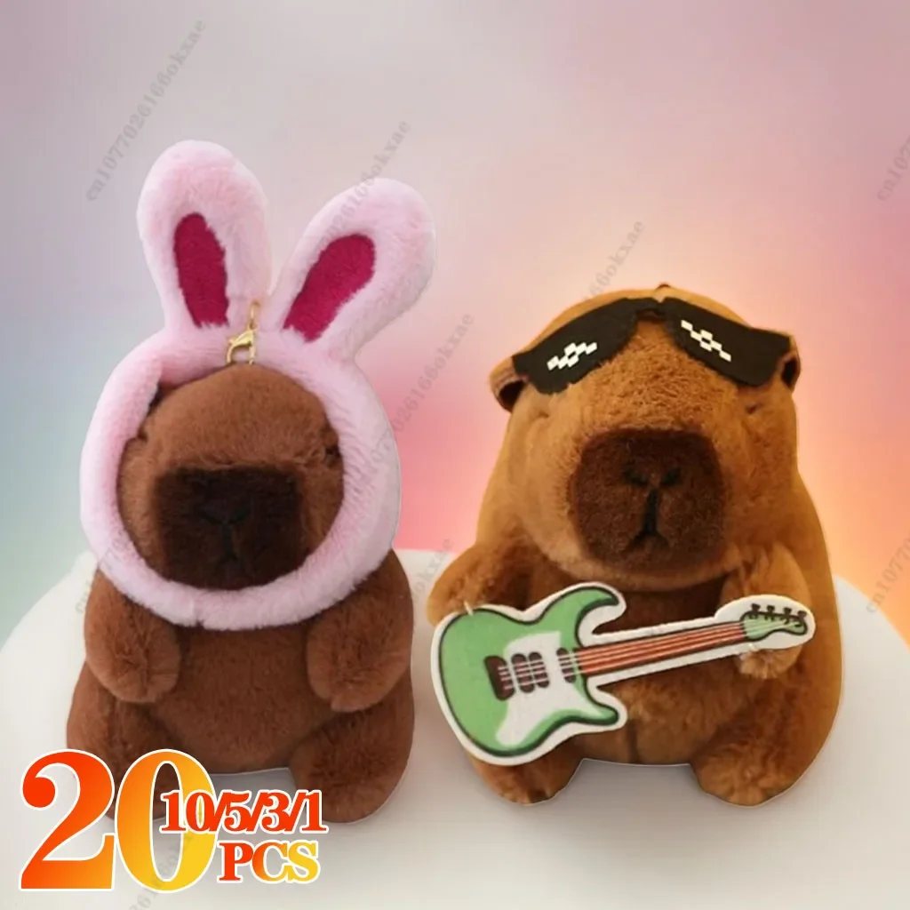 1-20PCS Band Kapybara Peluche Ciondolo bambola Pasqua Simpatico coniglietto Capibara Portachiavi Borsa Fascino Regalo di compleanno per le vacanze dei bambini