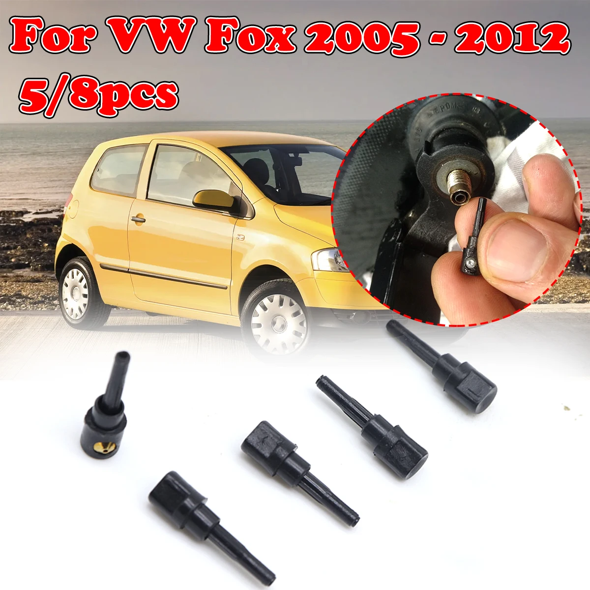

5/8X Rear Wiper Washer Jet Nozzle For VW Fox 2005 - 2012 Windscreen Window Spray Cover Cap Rocker Spare Parts Repair kit Replace