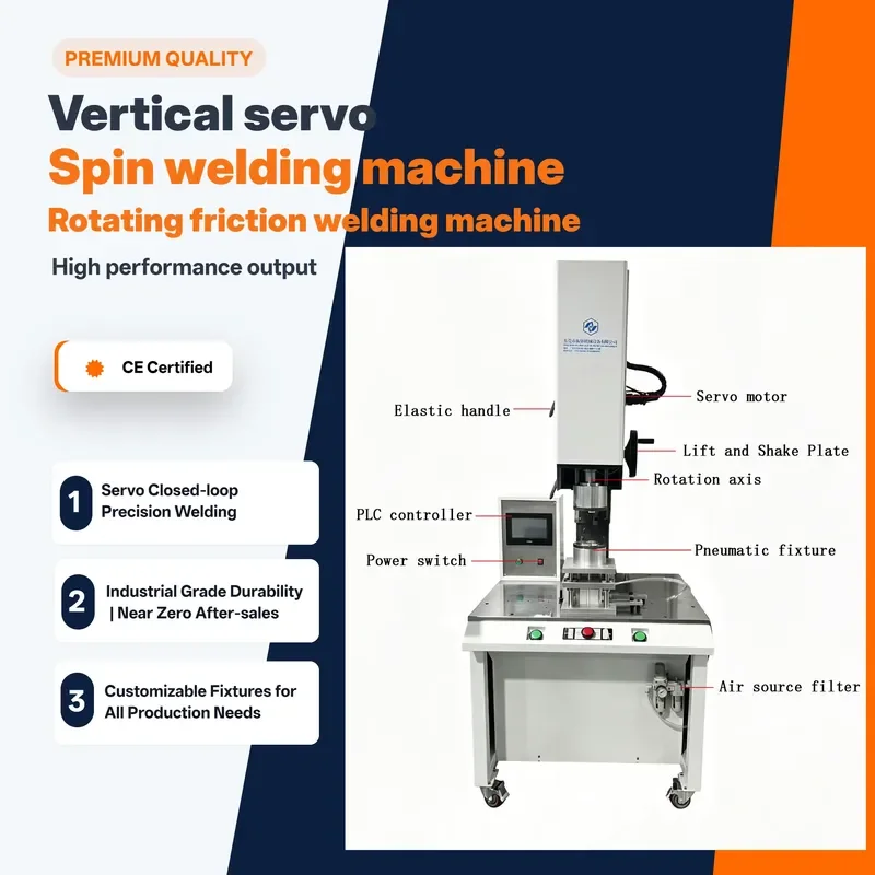 Servo Spin Welding Machine for Round Spherical Plastic Parts, High Precision Sealing for Filter Cup Bottle Cap 110V 220V