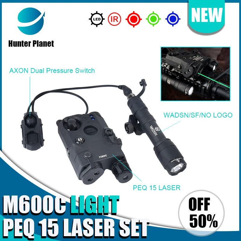 

WADSN PEQ 15 PEQ-15 Red Green Blue IR Battery Box LED Strobe Surefir M600 Flashlight AR15 Accessories AXON Dual Pressure Switch