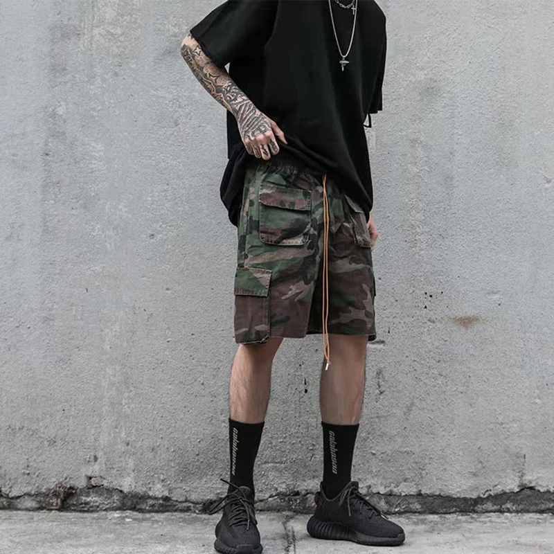 American Retro Camouflage Cargo Shorts Mens Three-dimensional Tailoring Pocket Army Joggers Fashion Summer Baggy Casual Short