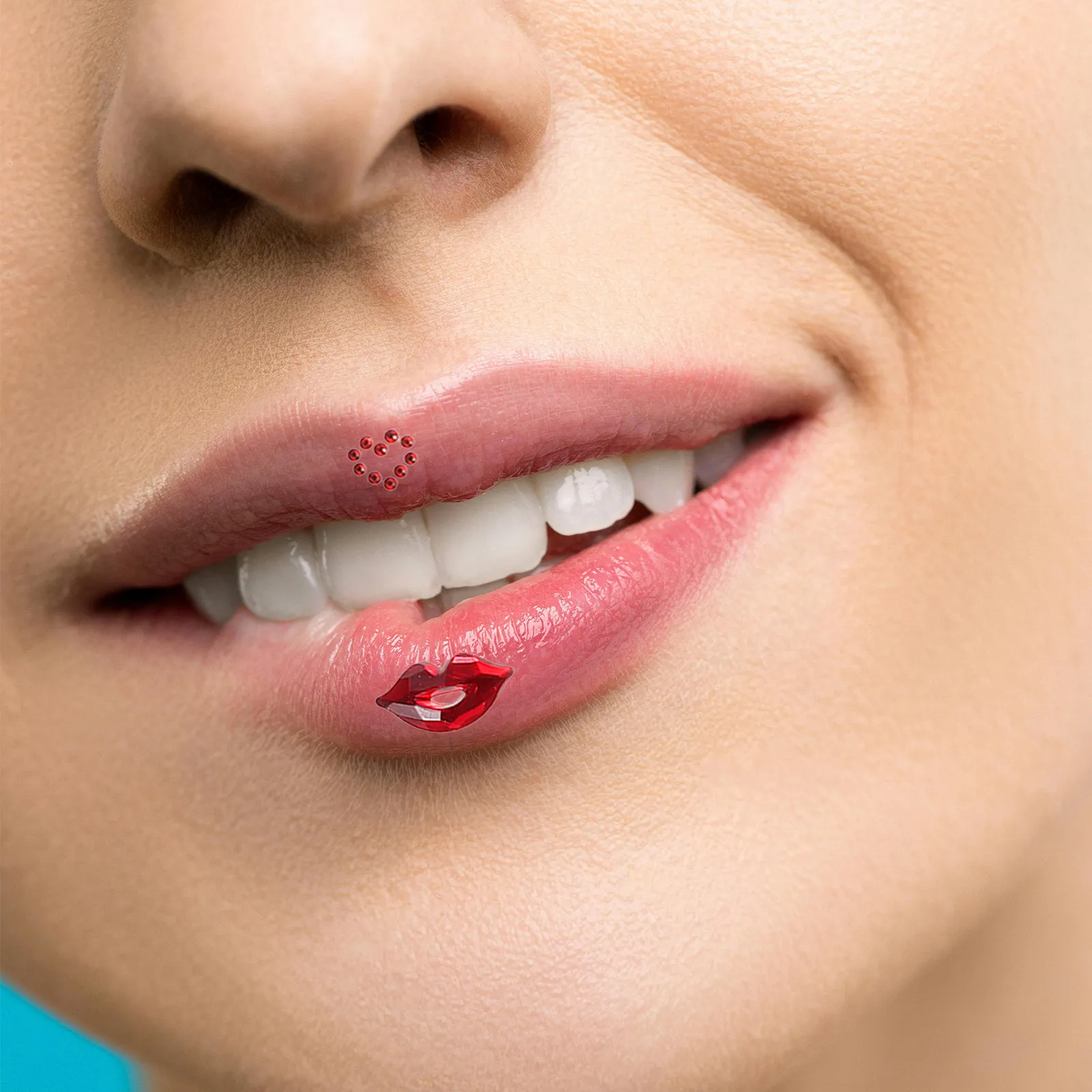 10Sheets Valentine Creative Rhinestone Lip Stickers Red Heart Shape Self Adhesive Face Tattoos Valentines Day Love Nail
