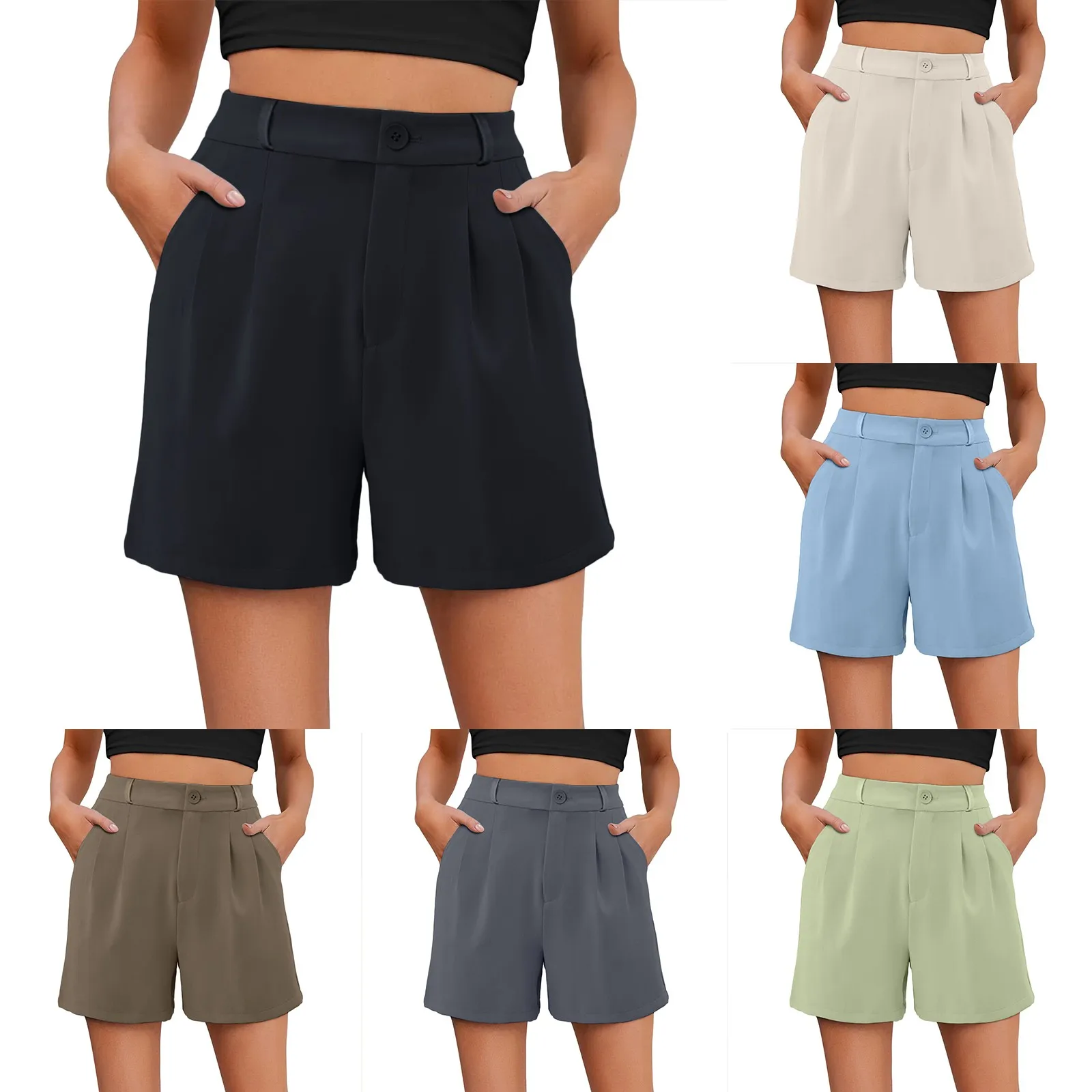 

Womens Dressy Shorts Casual High Waist Wide Leg Shorts Side Pockets