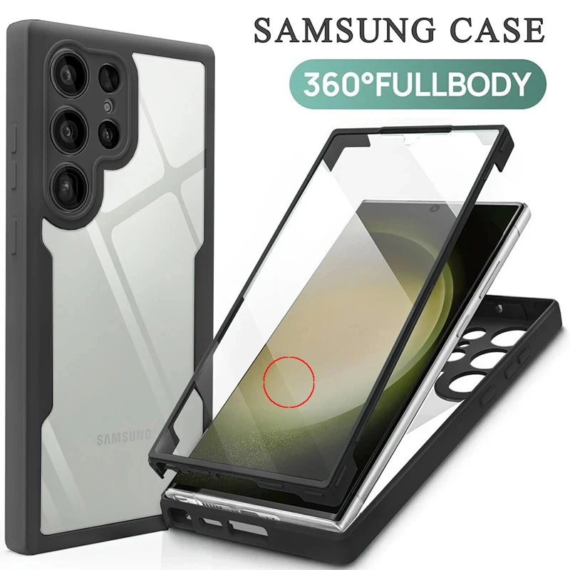 

Case For Samsung Galaxy S24 Ultra 360 Full Body Double sided Cover For Samsung S24 Shockproof Case For Samsung S24 Plus