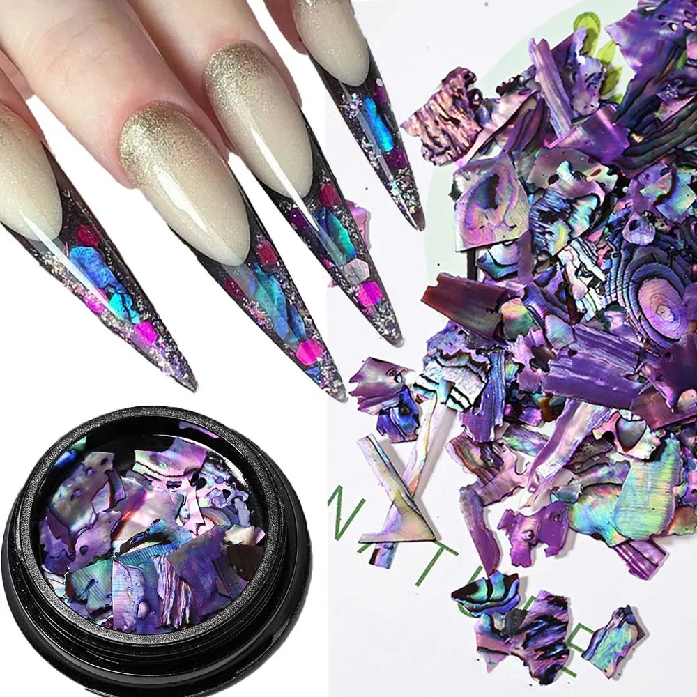 Aurora Shell Flakes Nails Charms Irregular Holographic Mermaid Nail Flake Slice 3D Natural Slice Shell Sequins Nail Art Decorat